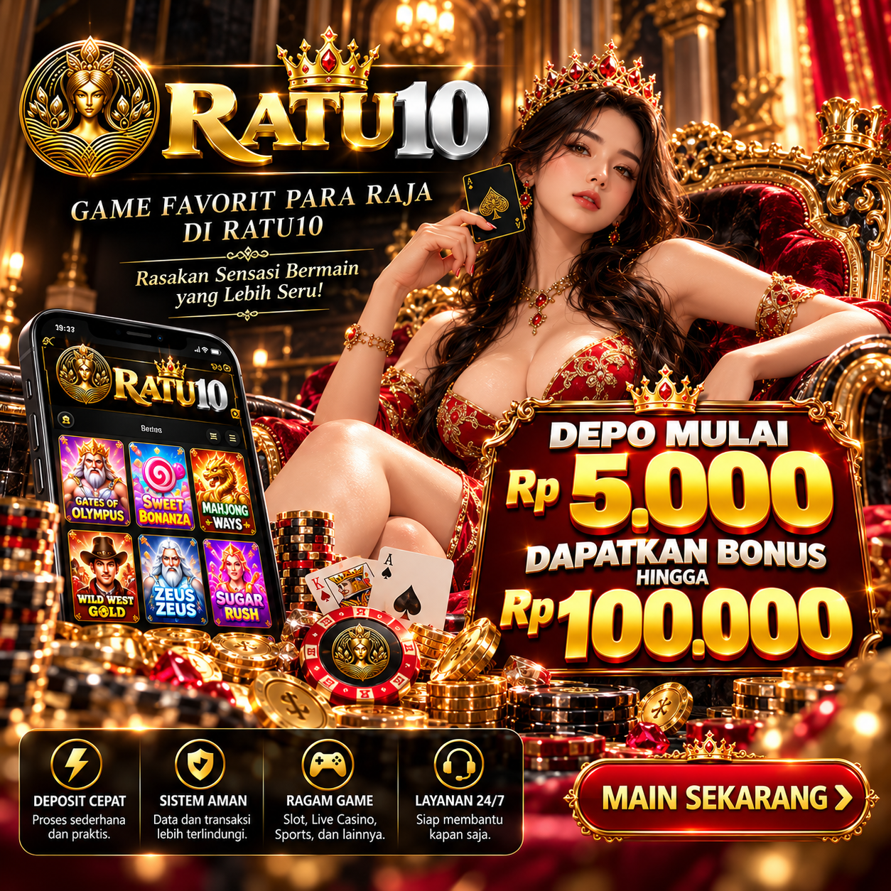 Thumbnail 1 of 3, Poster, RATU10 Resmi | Pusat Game Digital & Navigasi Responsif designed and sold by RATU10.